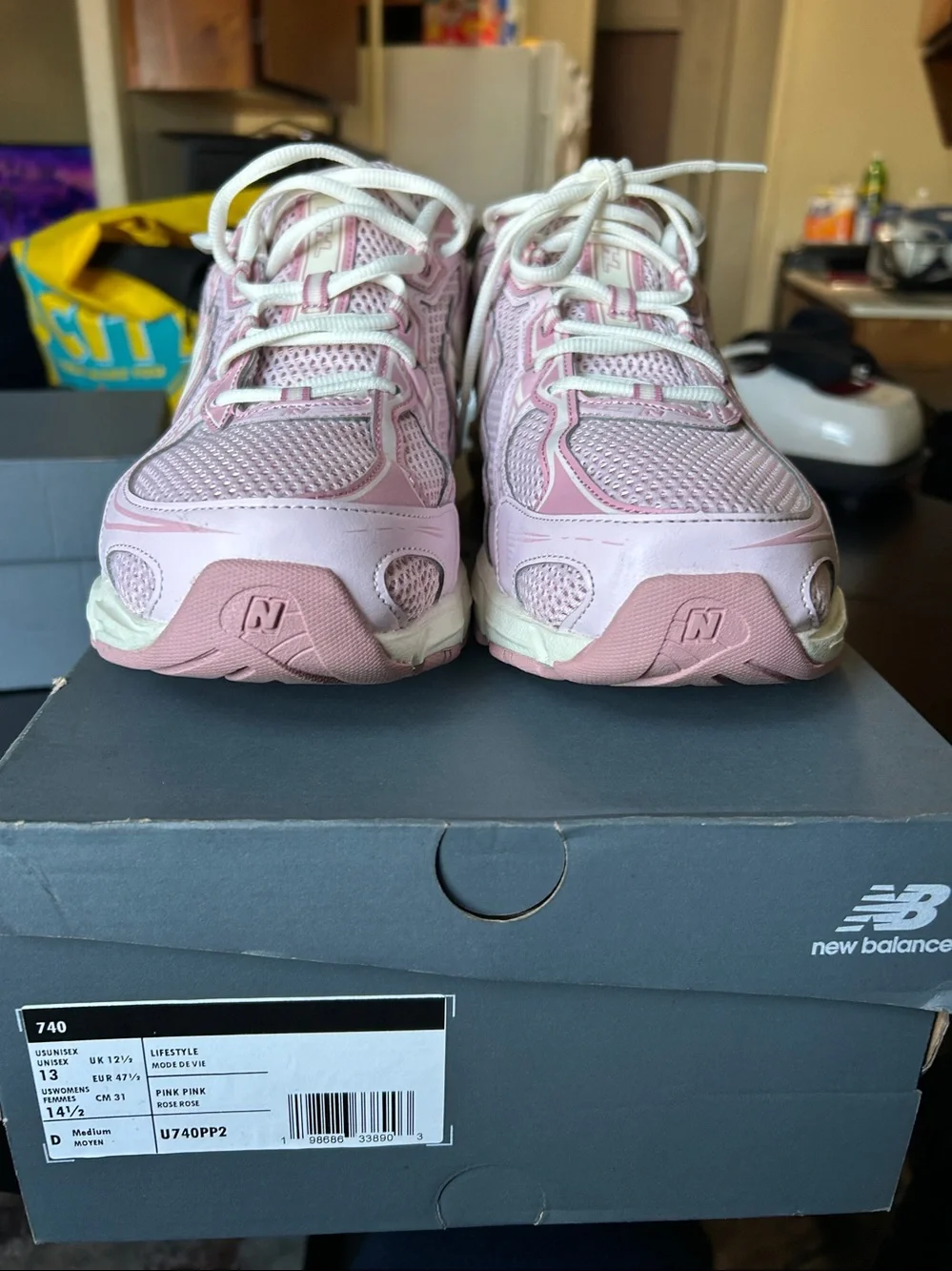 New Balance Pink and Cream Mesh Running Sneakers